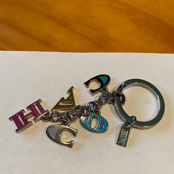 Coach Silvertone Signature Charm Key Fob - Picture 1 of 8
